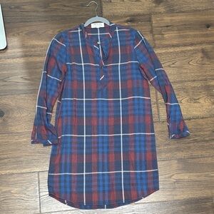 Cloth & Stone Plaid Dress in Red and Blue